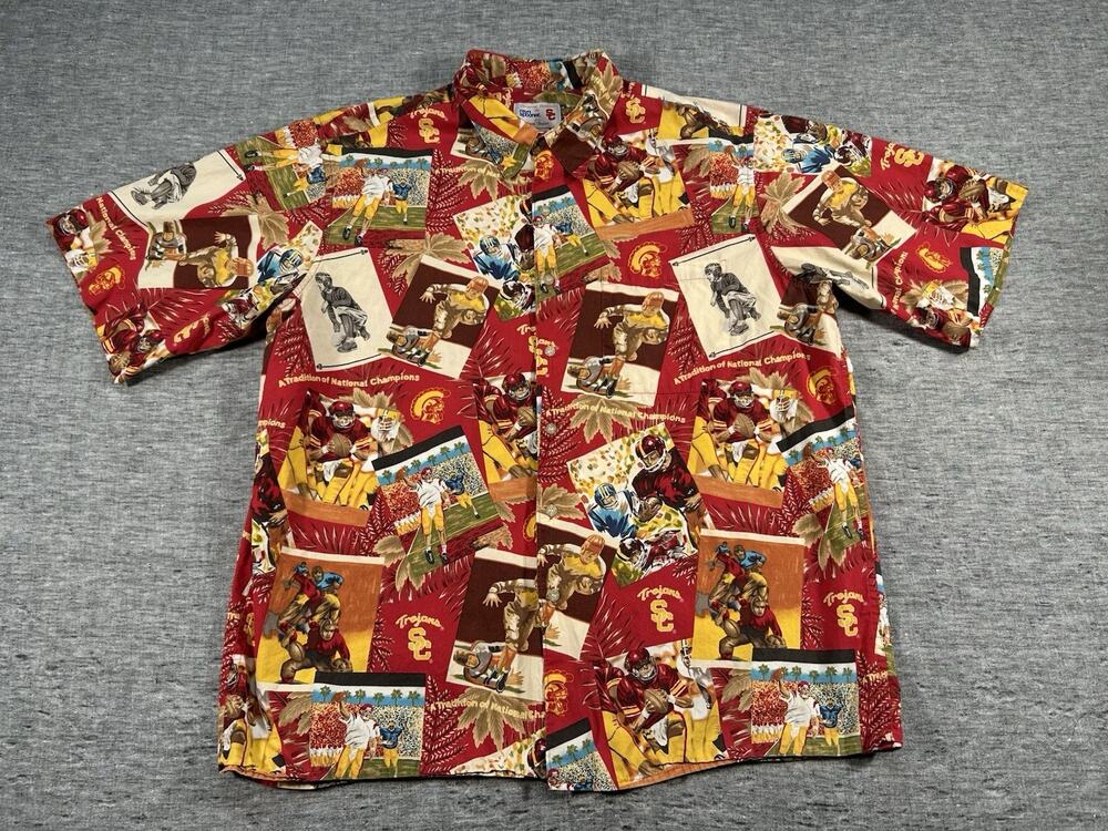 Reyn Spooner USC Hawaiian Shirt Mens Extra Large Team Trojan College Football